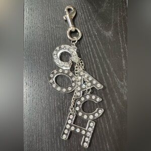 Coach Poppy Silver Crystal Letter bag charm vintage